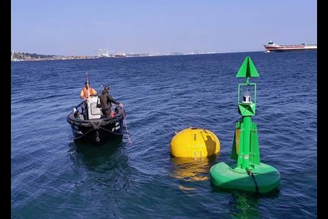 Laying one of the new channel markers